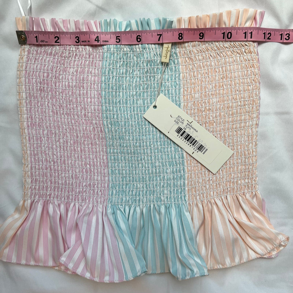 NWT Revolve x Petersyn Marina Tutti Smocked, Ruffle, Cropped Tube Top. - Picture 5 of 8